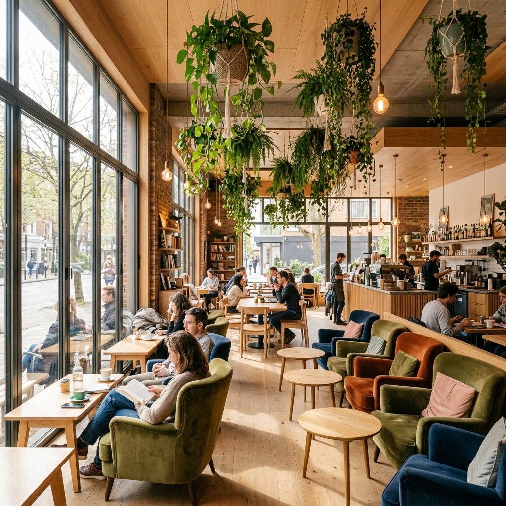 Comfortable cozy cafe seating area